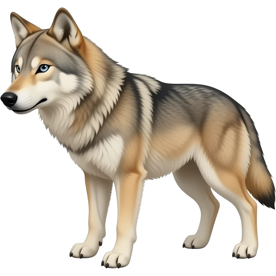 Real Realistic Turn sideways angry beige wolfhead Turn sideways real light blue gray eyes no white eyes emoji