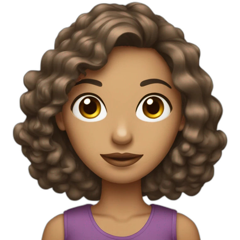 Uma mulher banca, Cercada de perfumes, de óculos, com cabelo liso castanho comprido.  emoji
