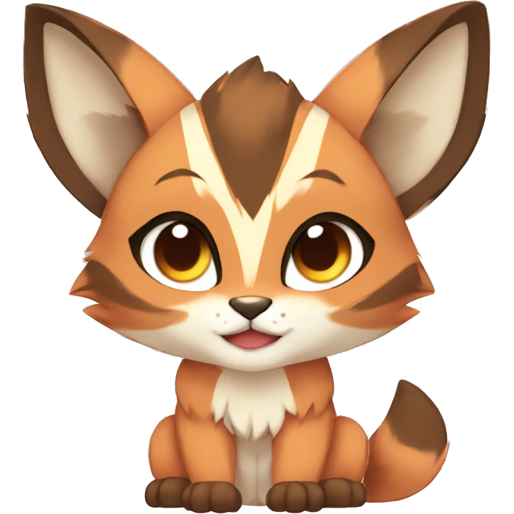 Anthro Beige-Orange-Brown Striped Fur-Sona-Fakemon Lynx-Caracal Full Body emoji