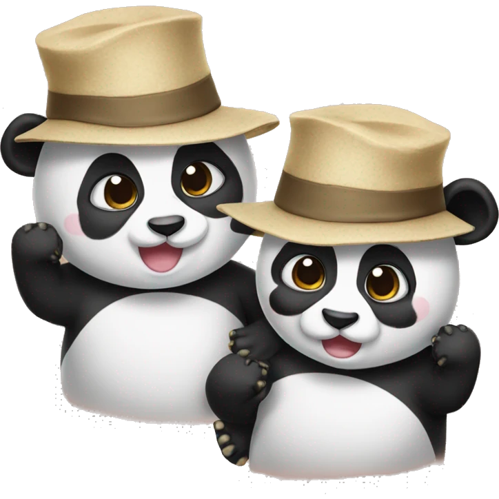 Twin pandas wearing hats emoji