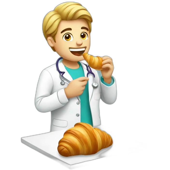 a dentist eating a croissant emoji