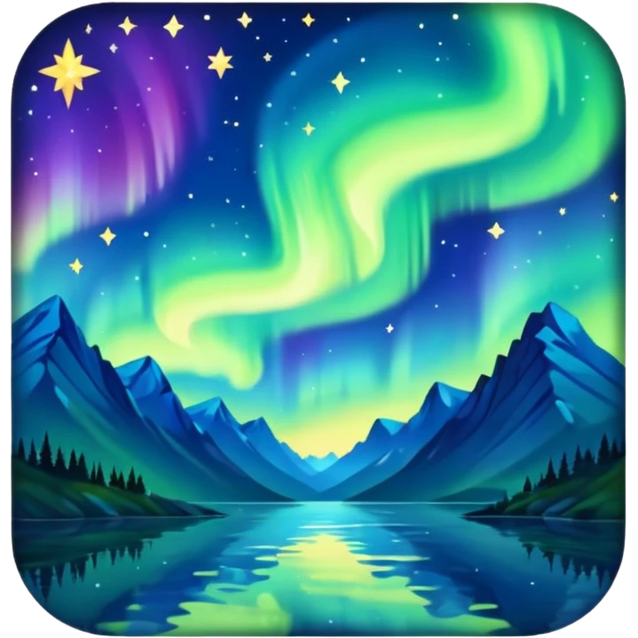 northern lights and stars emoji
