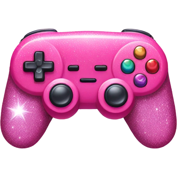 Pink ombre gaming console with glitter emoji