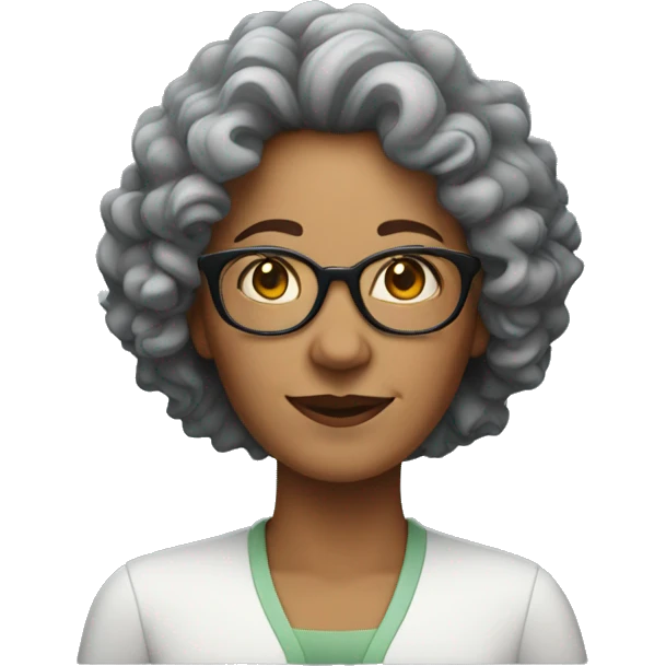middle aged woman with glasses and curly hair emoji