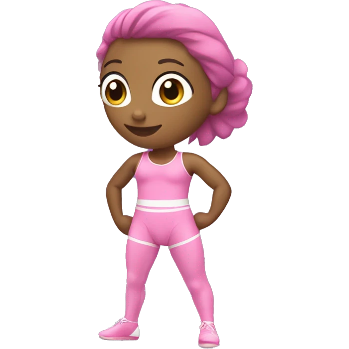 Gimnasta con maillot rosa y lila  emoji