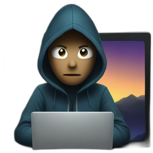 Hacker on computer at night emoji