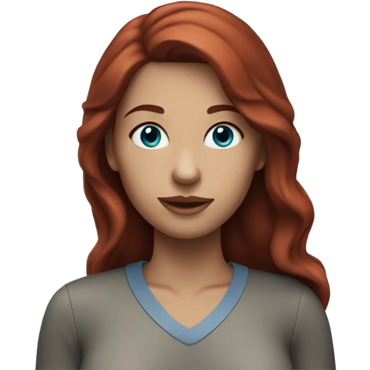 Dark red hair blue eyes woman emoji