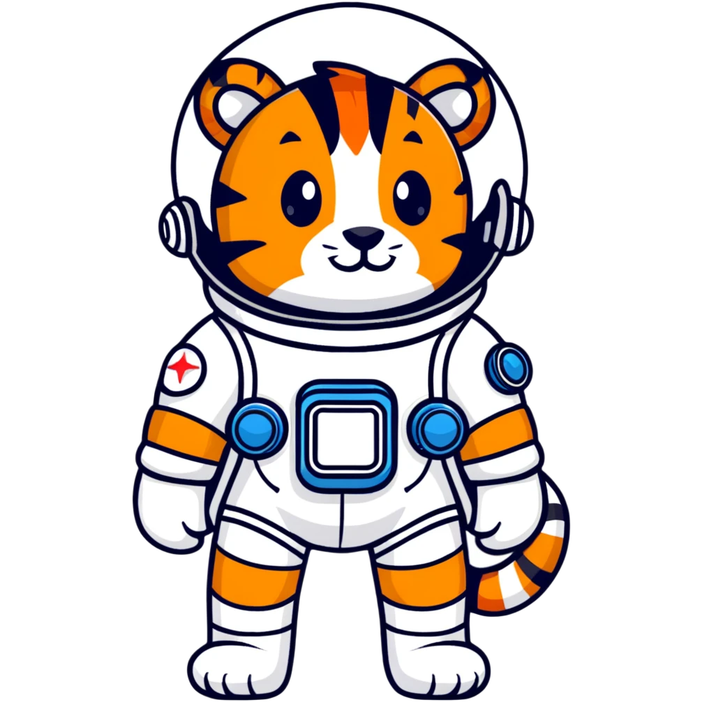 cute tiger cosmonaut emoji