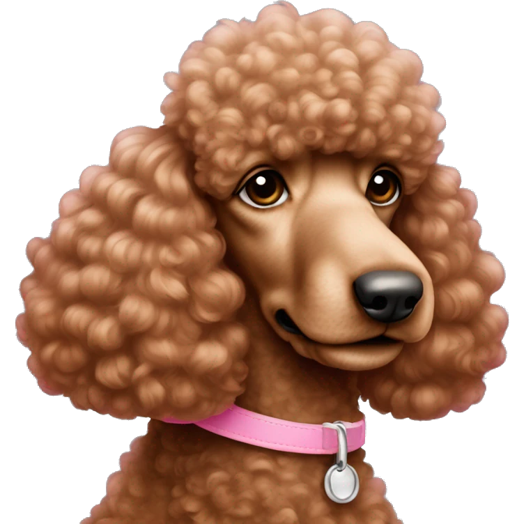 red standard girl poodle with pink collar emoji