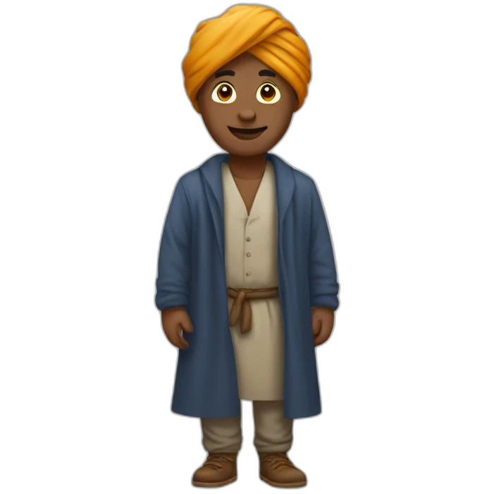A man standing wearing a turban a whole person emoji