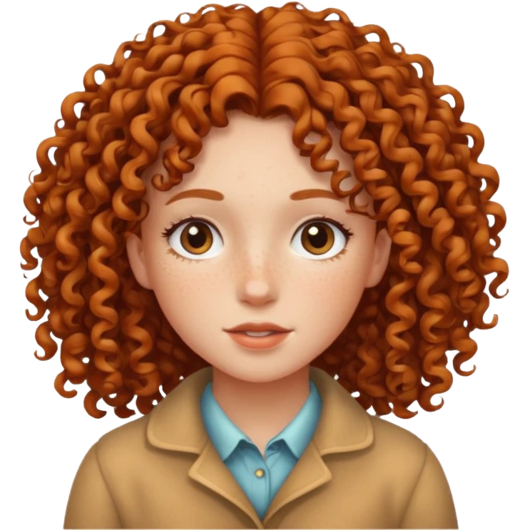 freckled girl with curly hair emoji