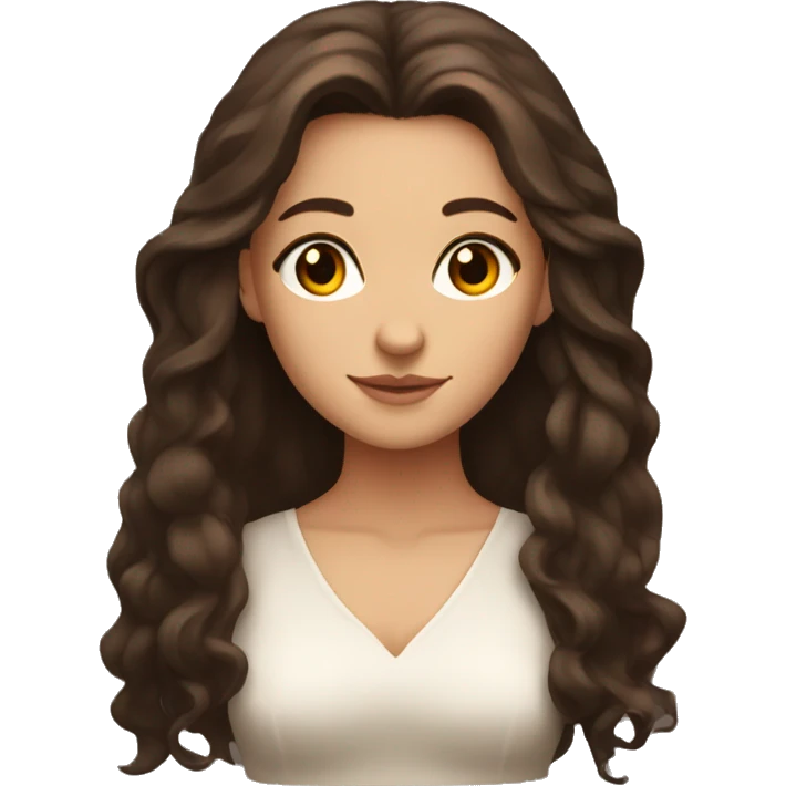 Brunette goddess with Long hair and brown eyes and horns  emoji