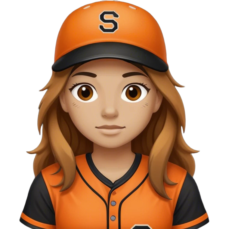 Softball player with black and orange stripe jersey emoji