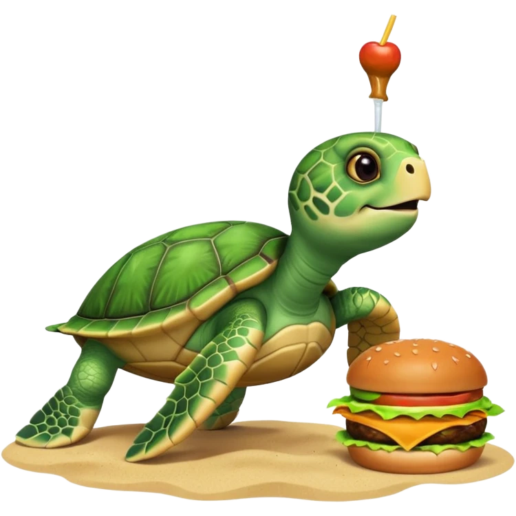SeaTurtle eat burger emoji