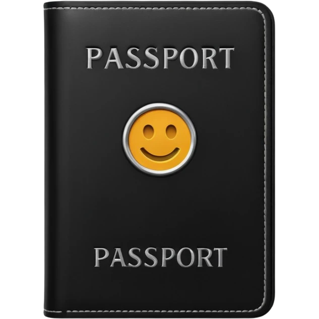 black passport with minimal silver details emoji