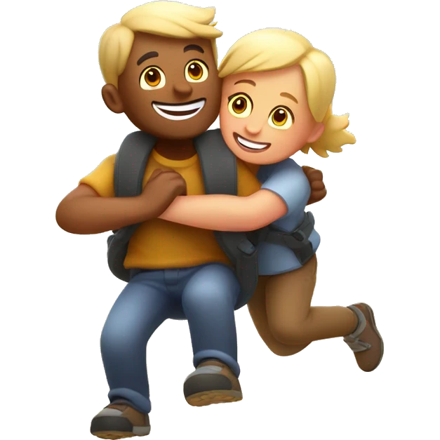 happy outdoor piggyback moment with sunlight emoji