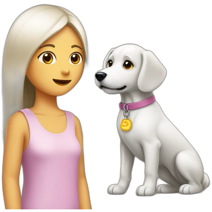 chien émerveillé devant une fille emoji