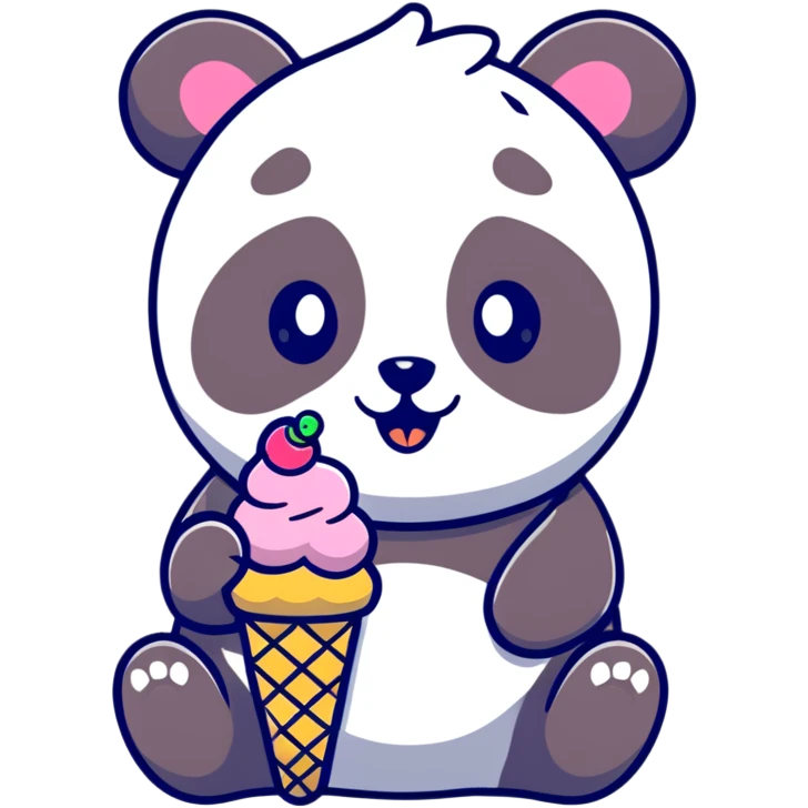 Panda eating ice cream emoji