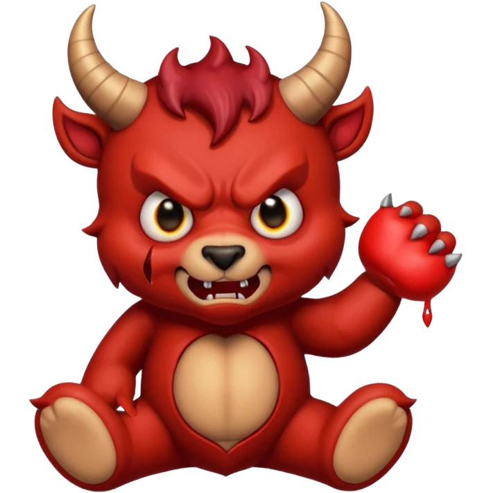 A devil tearing up a teddy bear emoji