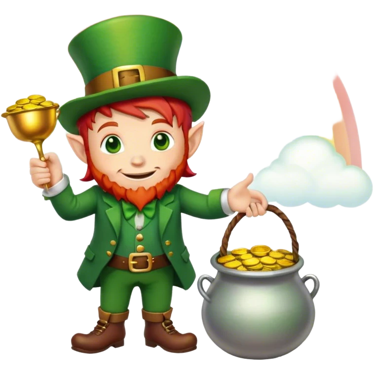 Leprechaun rainbow with pot of gold emoji