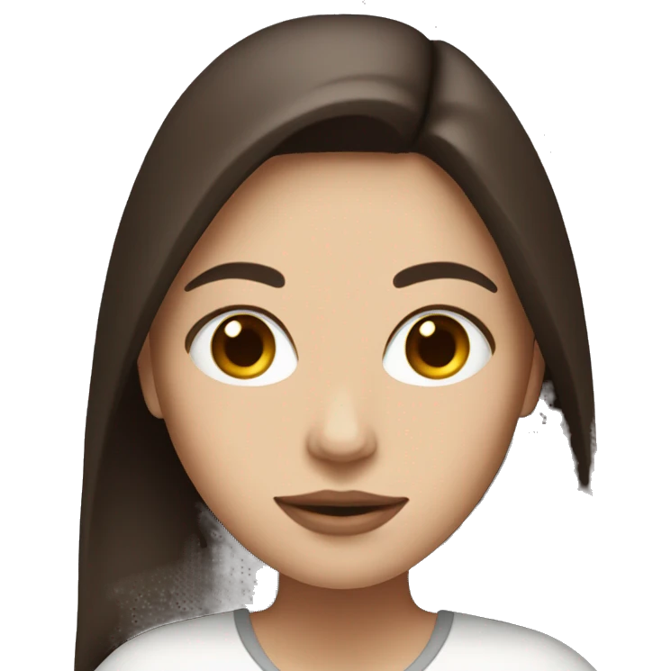white girl with dark brown long hair holding a cup of coffee emoji