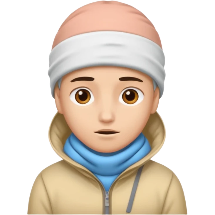 A person with headaches and a cold pack on the head emoji
