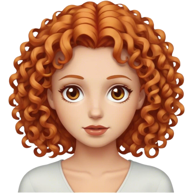 Une femme avec les cheveux bouclés roux blonde yeux noisette  emoji