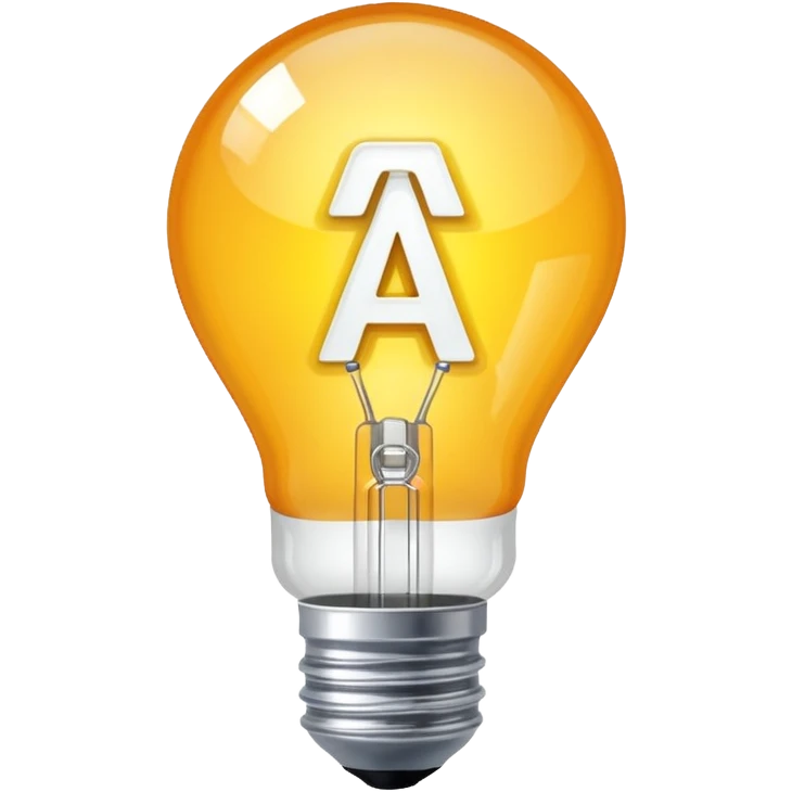 The light bulb is on and inside the letter a emoji