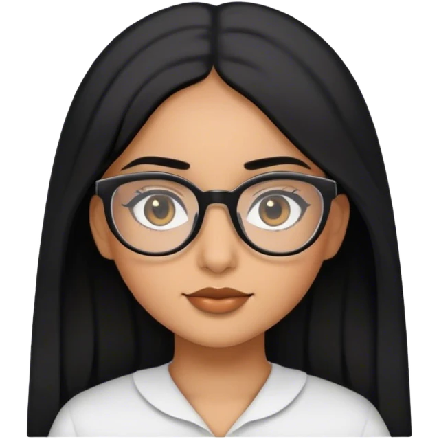 arabic brown girl with black hair  and glasses black eyes emoji