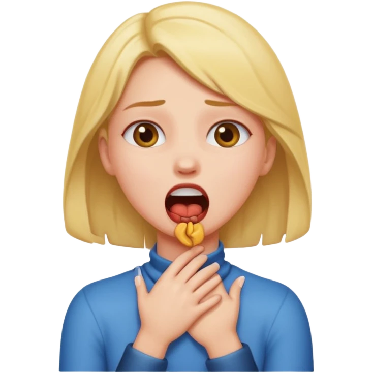 girl choking herself jokingly emoji