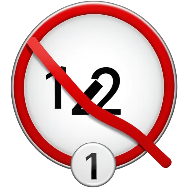 prohibition sign with number 12 inside, no one under 12 allowed symbol emoji