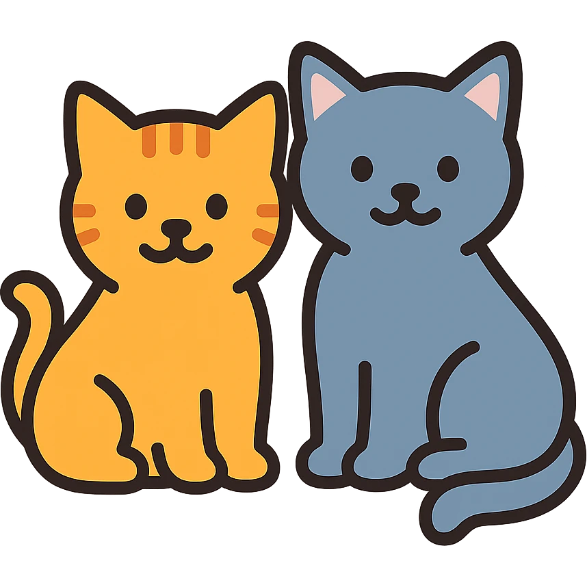 two cats color outline icon emoji