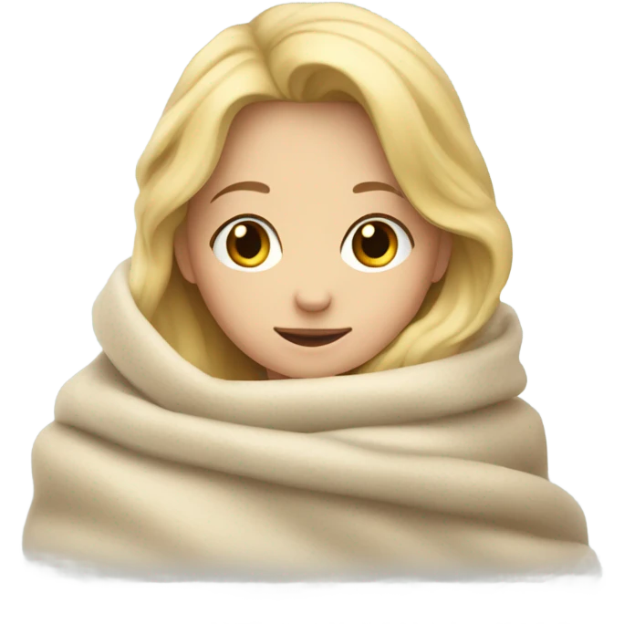 Blonde hair girl cozy under a blanket emoji