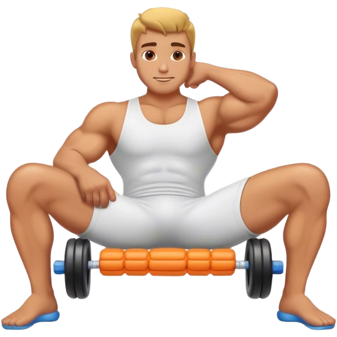 buff guy lying lats down on foam-roller emoji