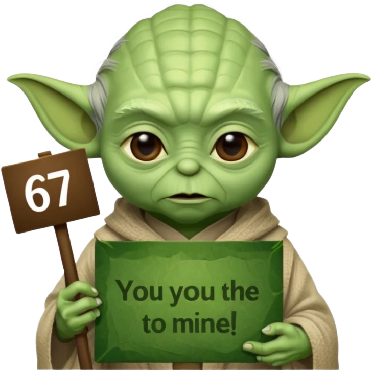 Yoda with the text 67  emoji