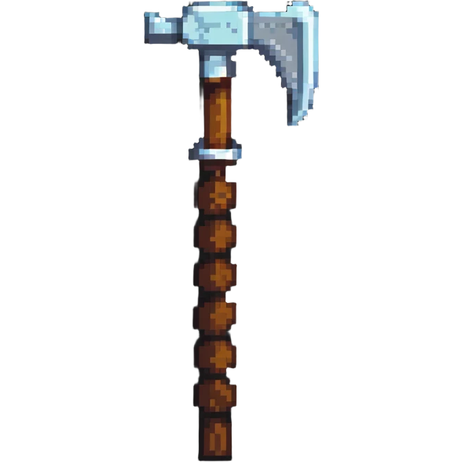 blocky pixelated Minecraft pickaxe emoji, less realistic emoji