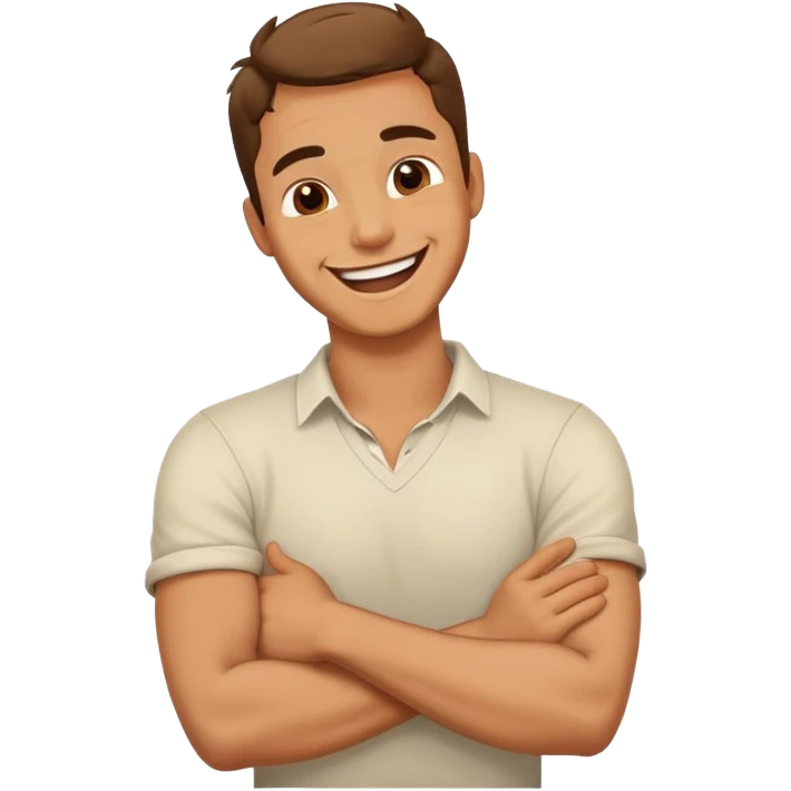 arms crossed holding neck laughing guy emoji