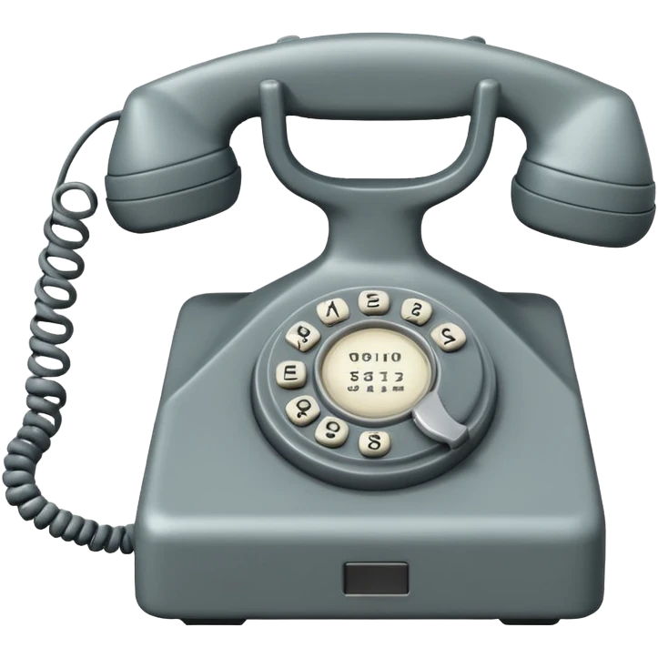 Minimalist emoji-style sticker of an old phone receiver with no signal waves, cracked and floating. Desaturated tones.
 emoji