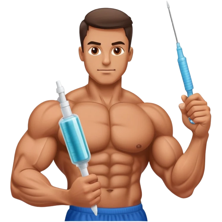 Guy in a gym with steroid needle  emoji