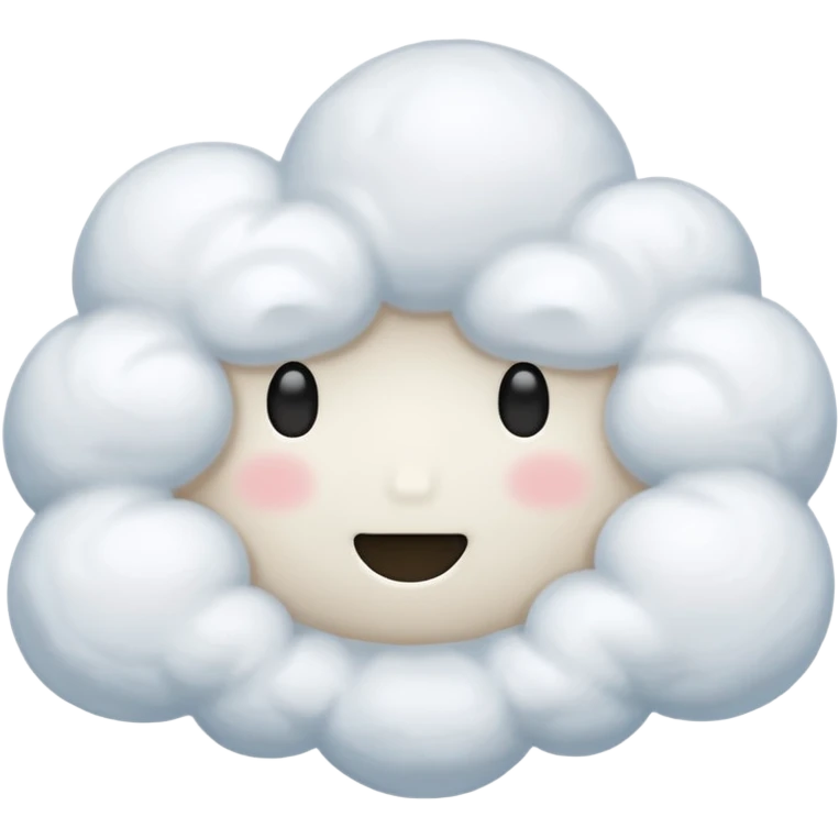 white fluffy cloud, no face, shape like reference emoji