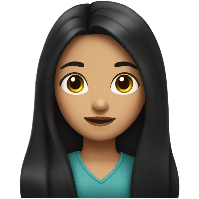 Black hair long girl emoji