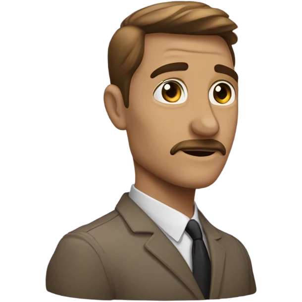 мальчик с черными волосами и вместо рта у него гриб emoji