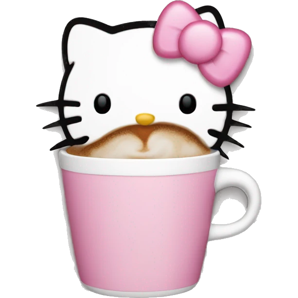 Hello kitty holding coffee emoji