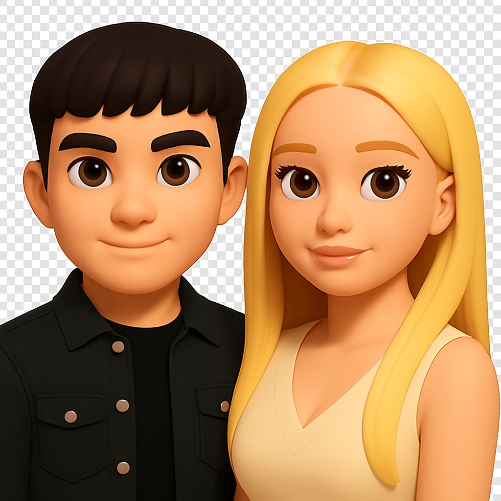 Slightly increase the volume of the upper body of the girl and slightly rotate her to face forward. Preserve the style of the image. Keep the background transparent. emoji