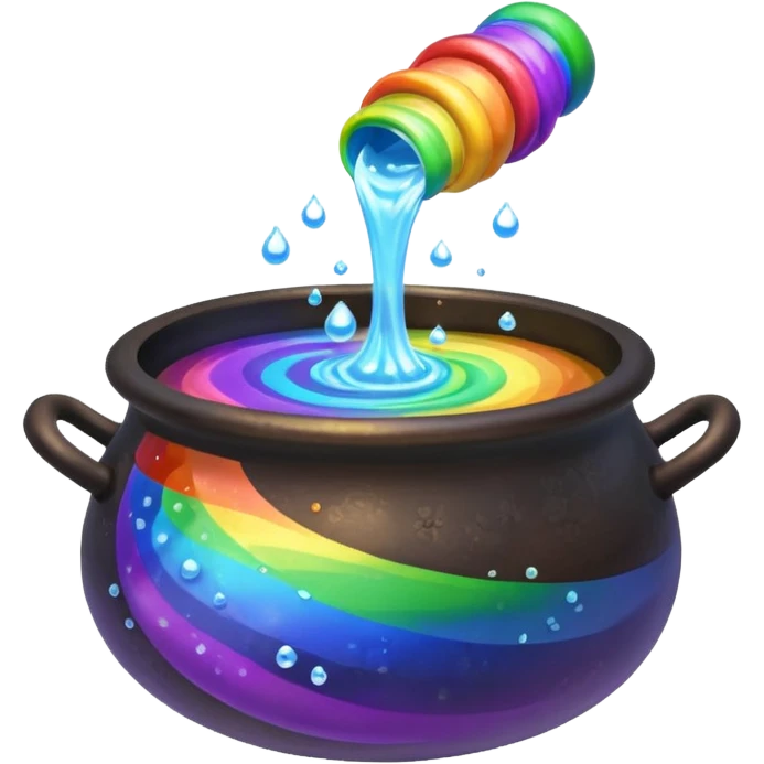 rainbow potion in a cauldron emoji