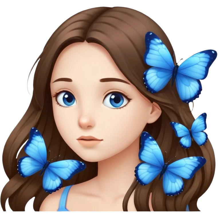 a girl that loves blue butterflies emoji