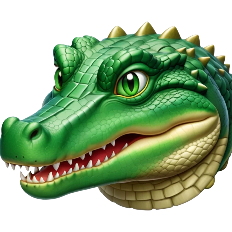 cinematic-noble-crocodile-portrait-emoji,-poised-and-regal,-with-a-powerful,-elongated-build-and-a-rugged,-scaly-emerald-green-hide,-piercing-cold-eyes,-simplified-yet-sharp-and-sophisticated-features,-highly-detailed,-glowing, head held high emoji