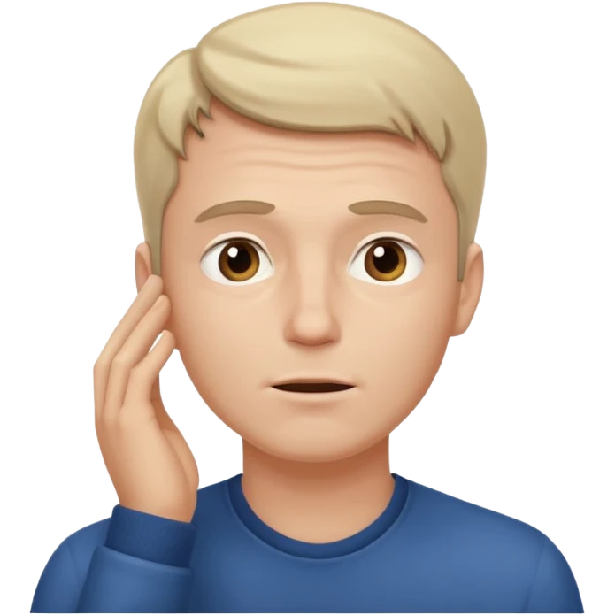 white guy looking up, hand on face emoji