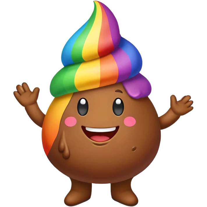happy rainbow poop dancing emoji