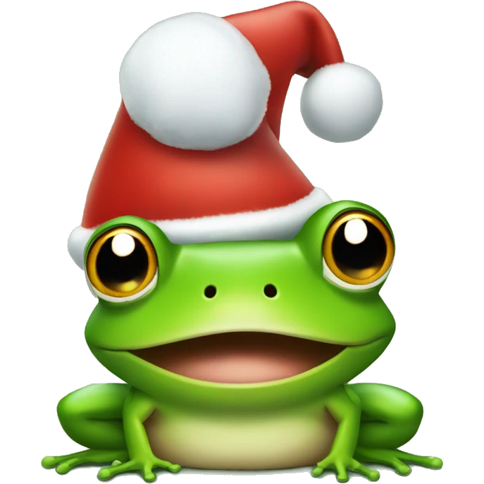 Frog with Christmas hat emoji